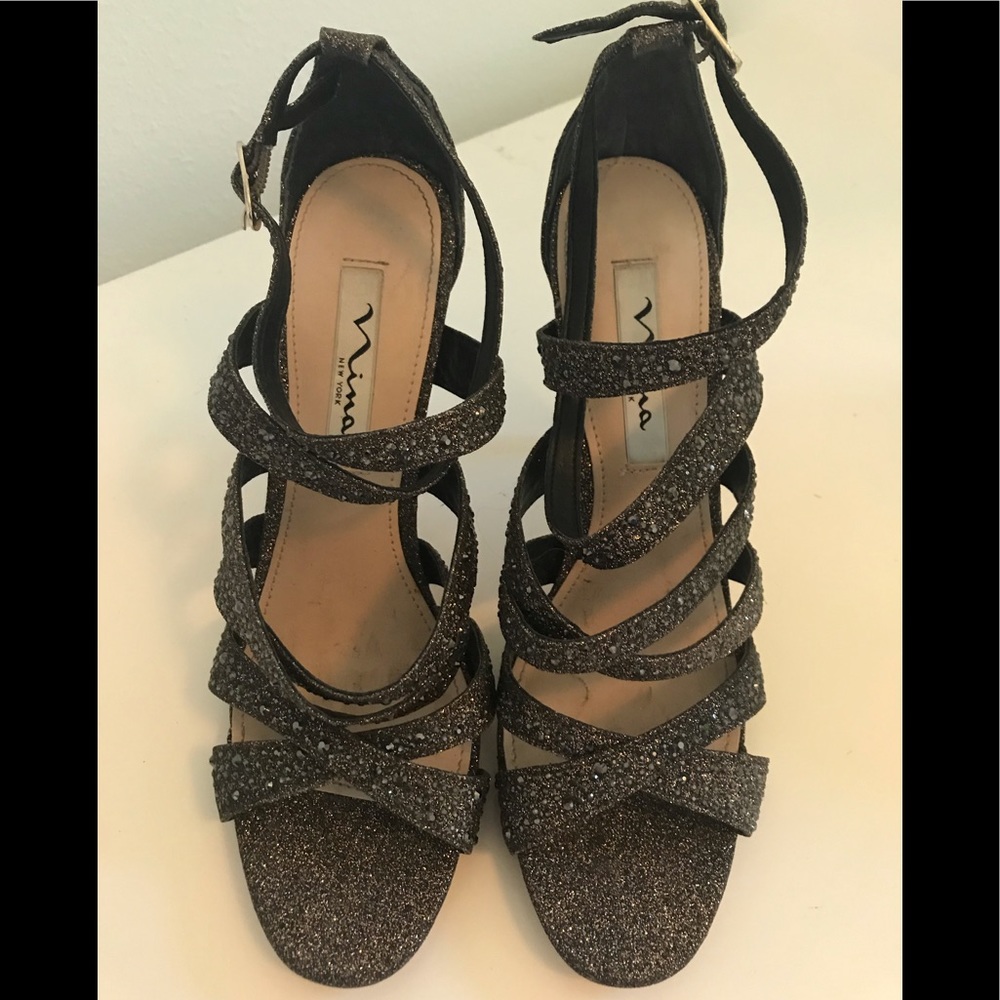 Nina Black & Gold Heels